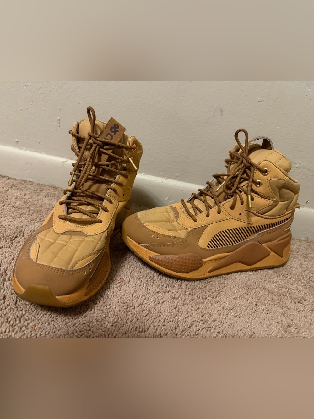 puma rs-x mid & chill wheat/sand high-top sneakers – men’s size 9